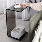 Black Small Acrylic C-Shaped Side Table for Living Room