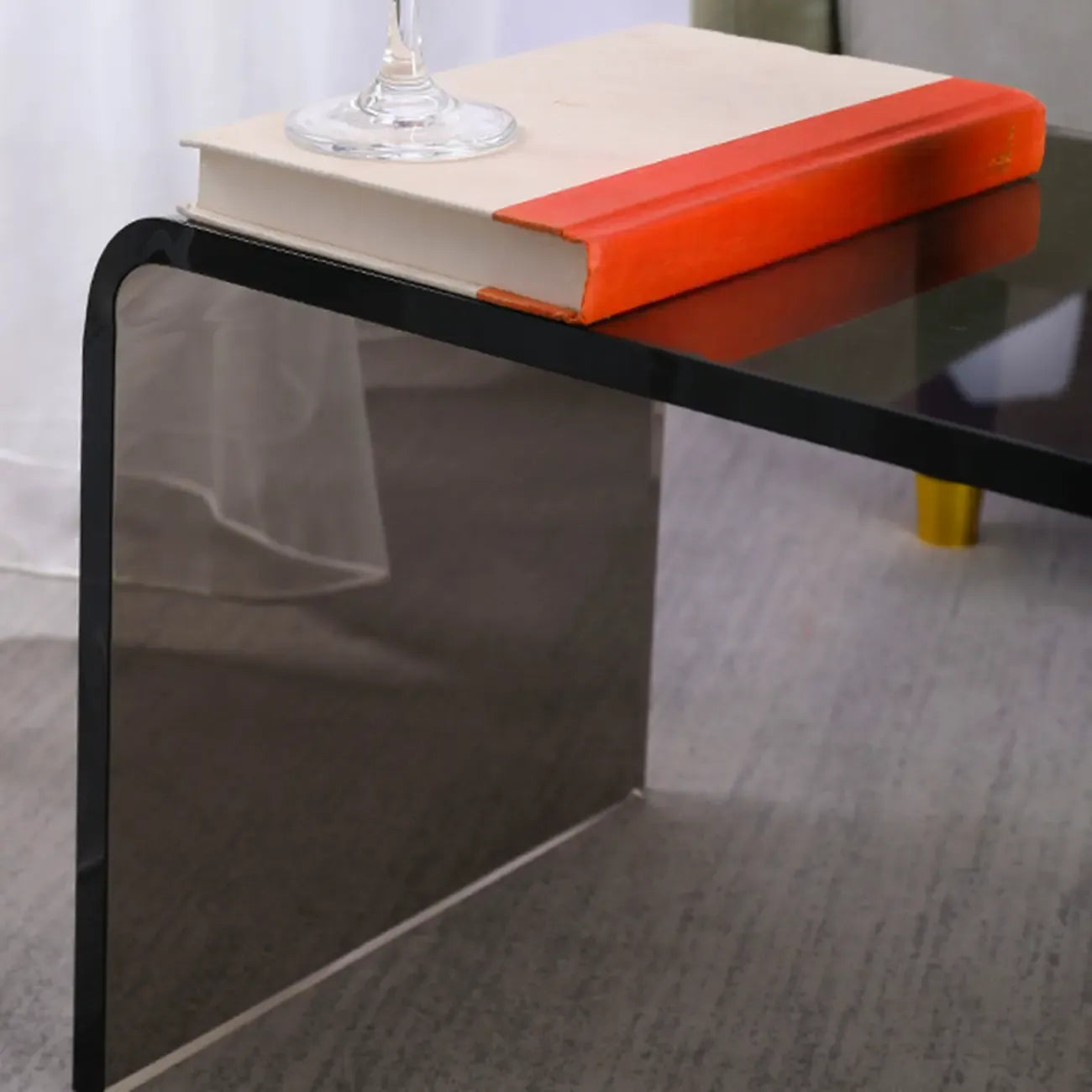 Black Small Acrylic C-Shaped Side Table for Living Room