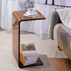 Black Small Acrylic C-Shaped Side Table for Living Room