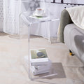 Black Small Acrylic C-Shaped Side Table for Living Room