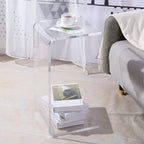 Black Small Acrylic C-Shaped Side Table for Living Room