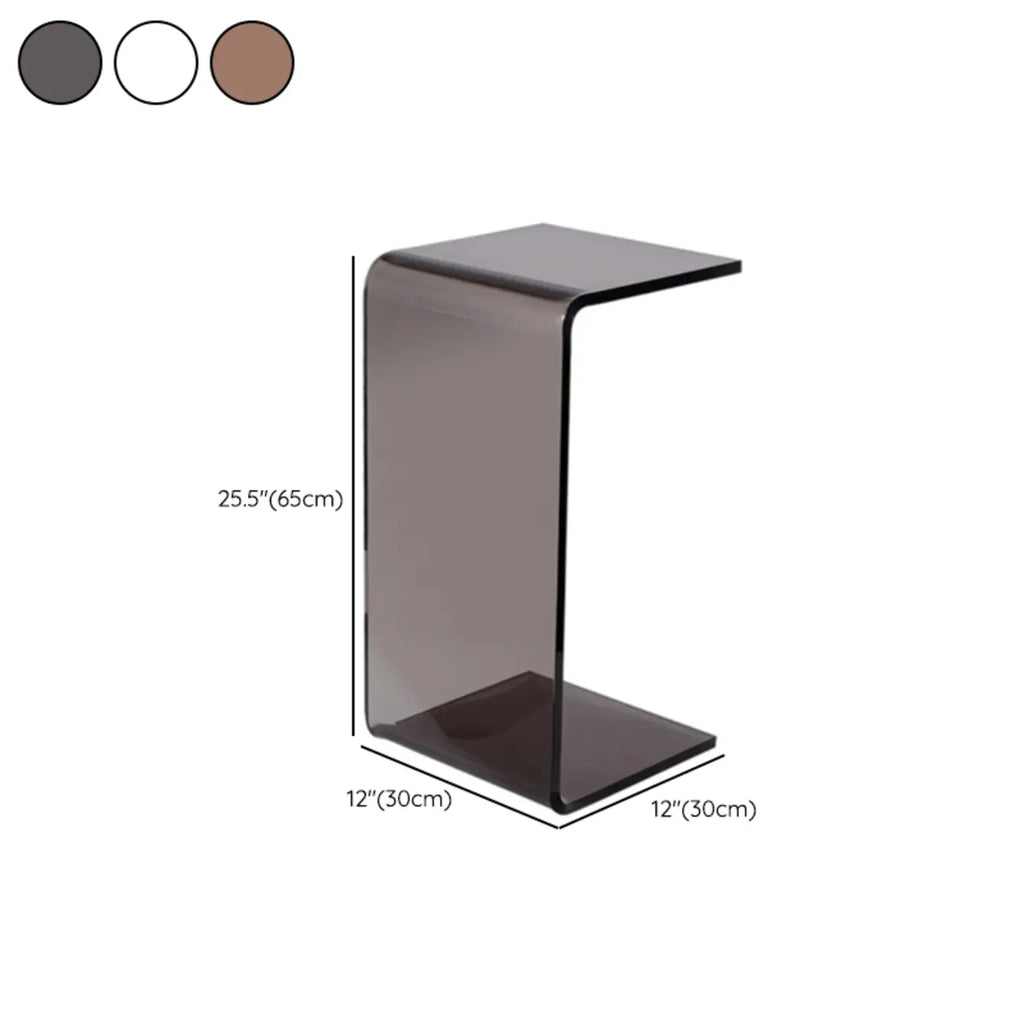Black Small Acrylic C-Shaped Side Table for Living Room