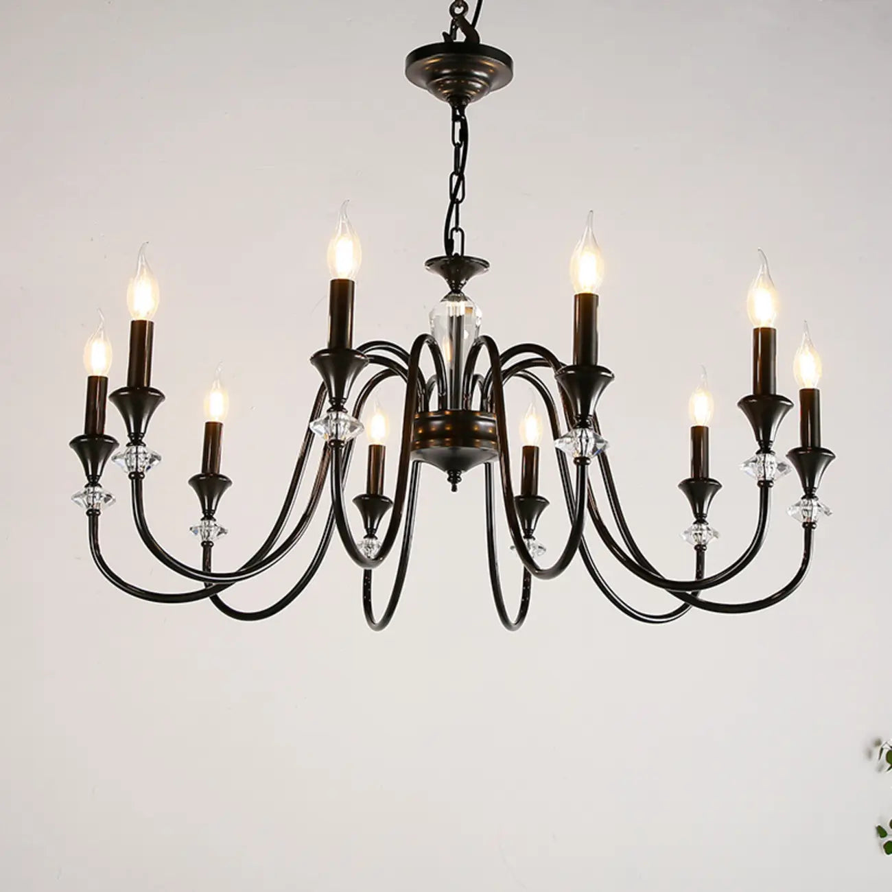 Industrial Black Glass Candelabra Chandelier in 3-10 Lights