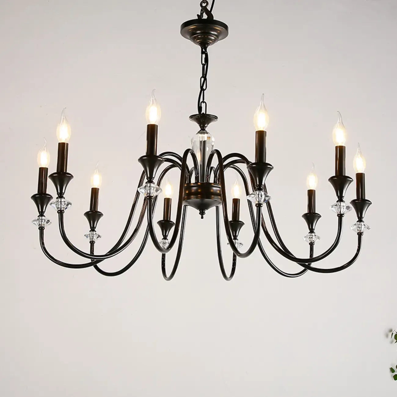 Industrial Black Glass Candelabra Chandelier in 3-10 Lights
