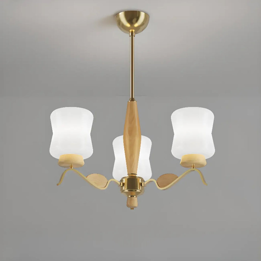 Modern Metal Chandelier with White Glass Shade for Home Decor