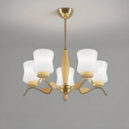 Modern Metal Chandelier with White Glass Shade for Home Decor