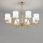 Modern Metal Chandelier with White Glass Shade for Home Decor