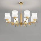 Modern Metal Chandelier with White Glass Shade for Home Decor