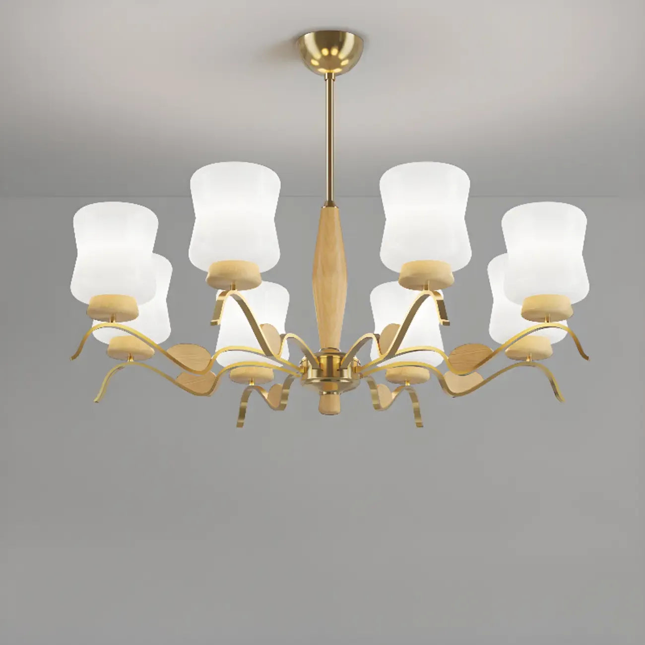 Modern Metal Chandelier with White Glass Shade for Home Decor