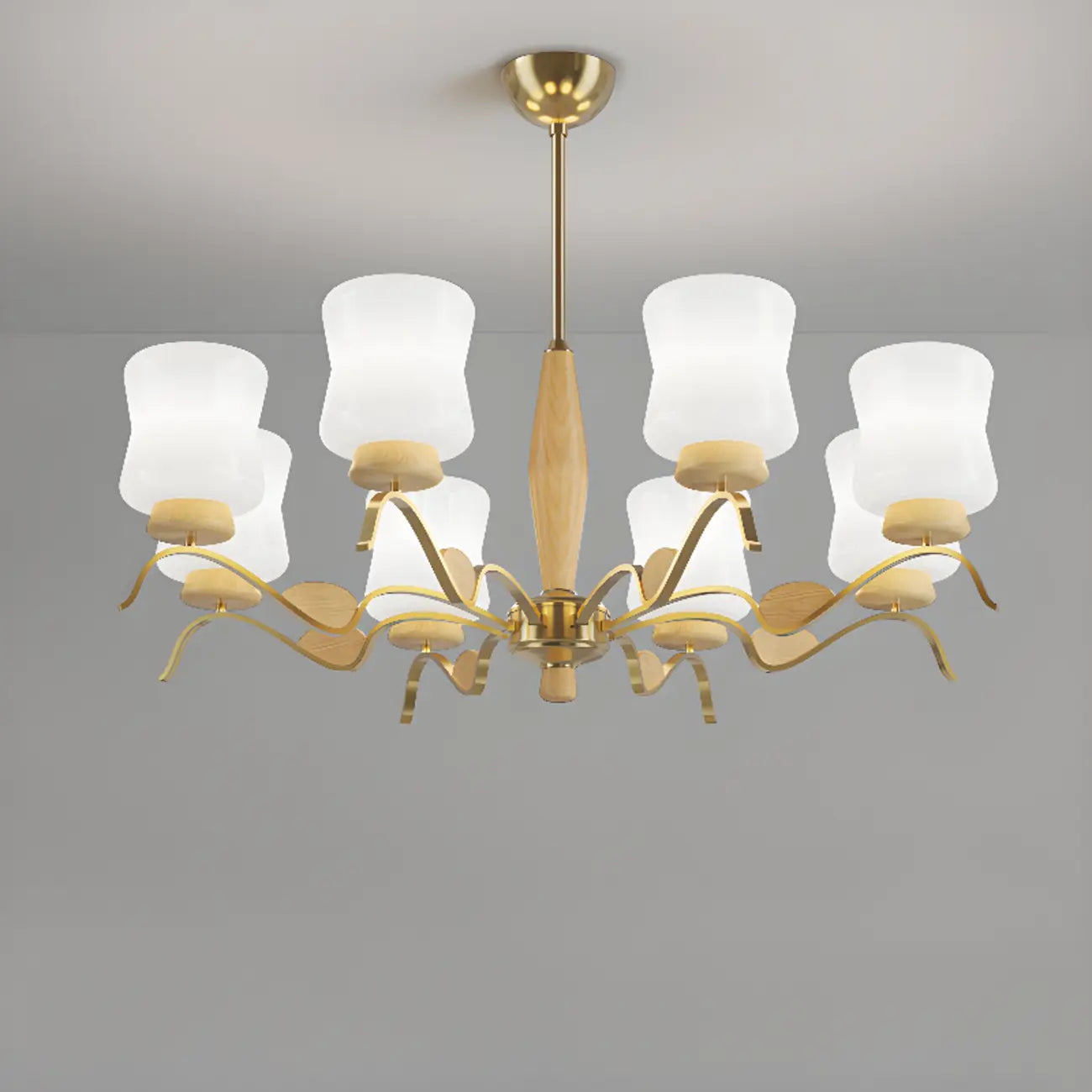 Modern Metal Chandelier with White Glass Shade for Home Decor