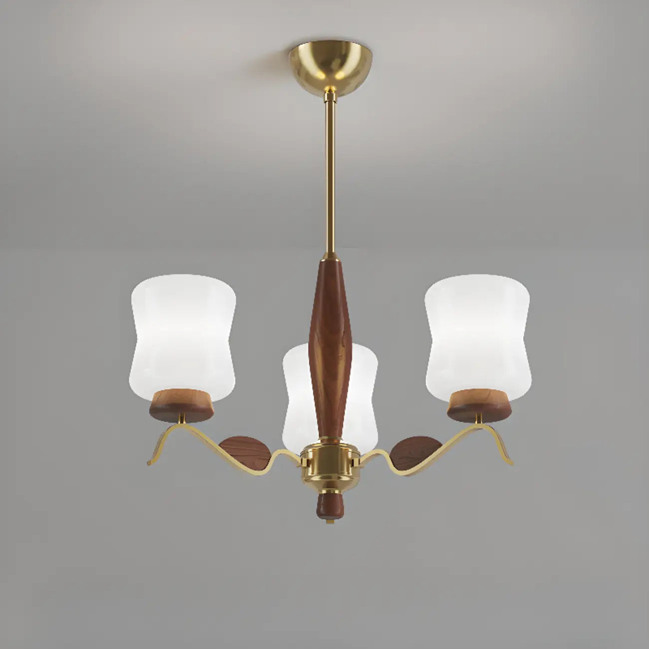 Modern Metal Chandelier with White Glass Shade for Home Decor