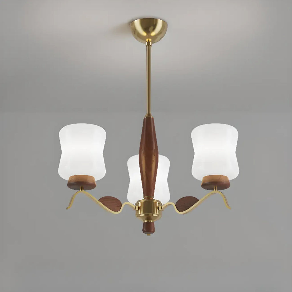 Modern Metal Chandelier with White Glass Shade for Home Decor
