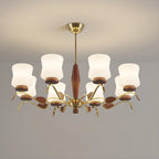 Modern Metal Chandelier with White Glass Shade for Home Decor