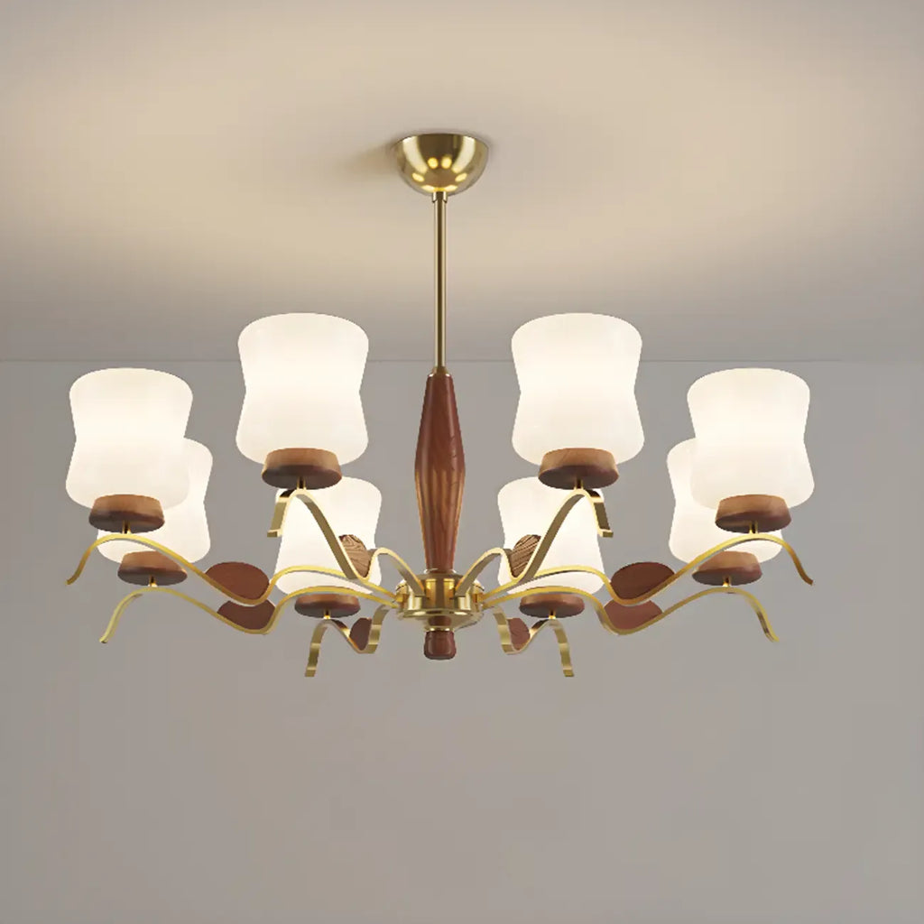 Modern Metal Chandelier with White Glass Shade for Home Decor