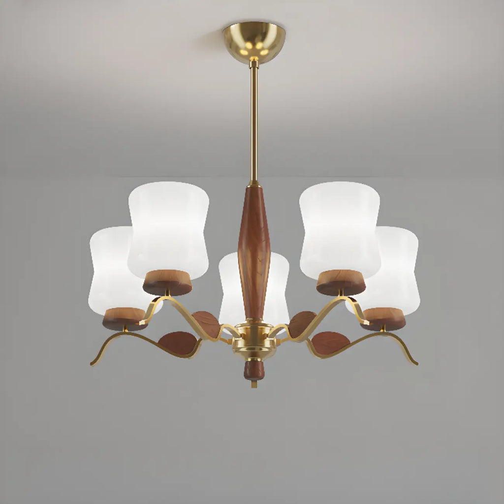 Modern Metal Chandelier with White Glass Shade for Home Decor