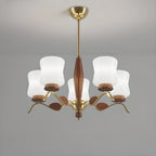 Modern Metal Chandelier with White Glass Shade for Home Decor