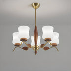 Modern Metal Chandelier with White Glass Shade for Home Decor