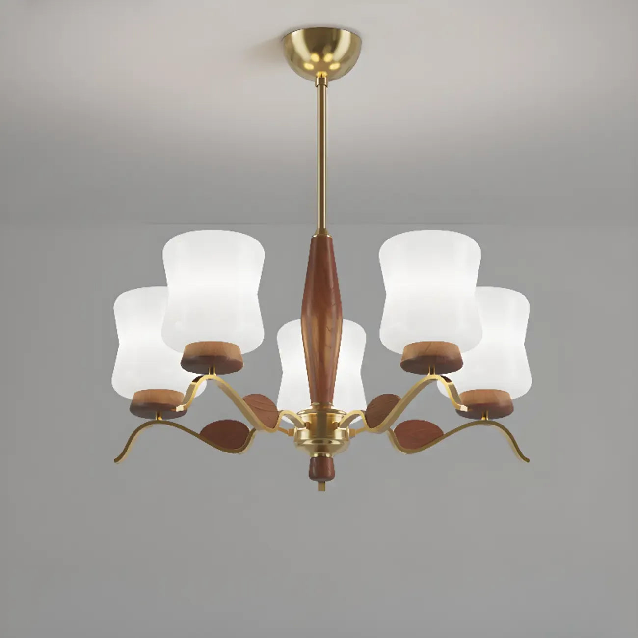 Modern Metal Chandelier with White Glass Shade for Home Decor