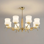 Modern Metal Chandelier with White Glass Shade for Home Decor
