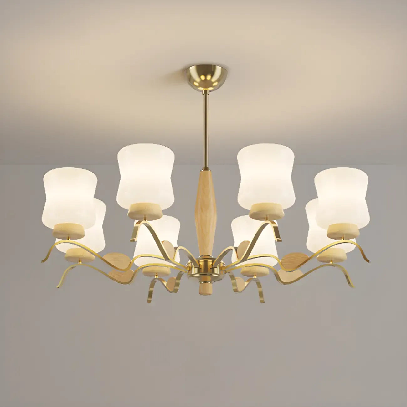 Modern Metal Chandelier with White Glass Shade for Home Decor
