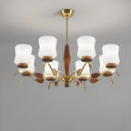 Modern Metal Chandelier with White Glass Shade for Home Decor