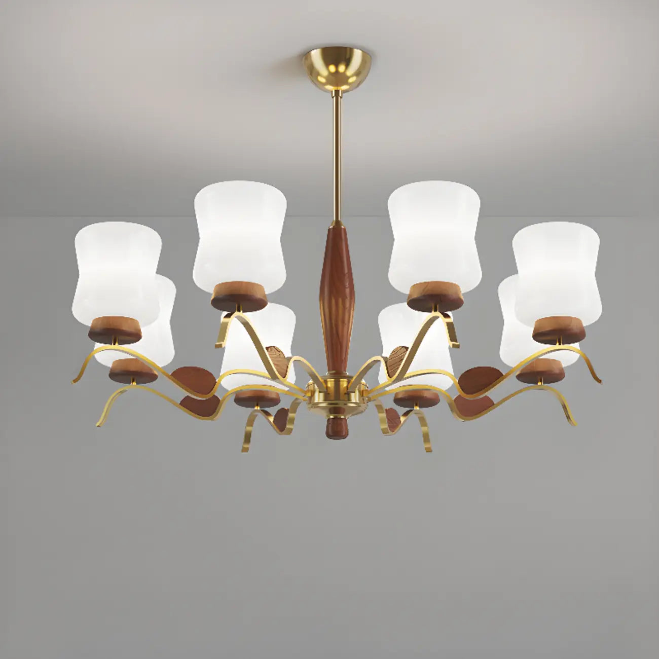 Modern Metal Chandelier with White Glass Shade for Home Decor