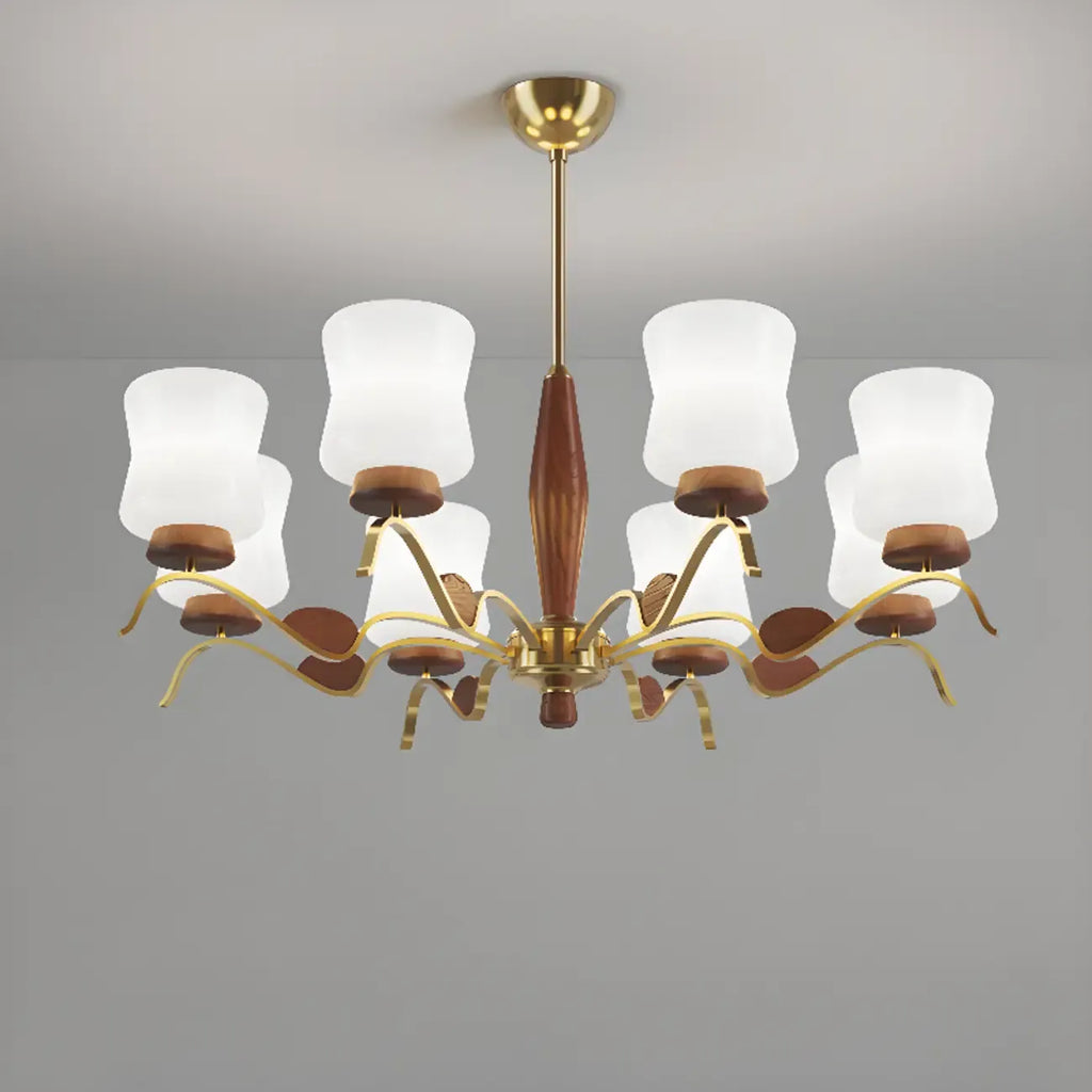 Modern Metal Chandelier with White Glass Shade for Home Decor