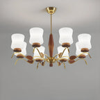 Modern Metal Chandelier with White Glass Shade for Home Decor