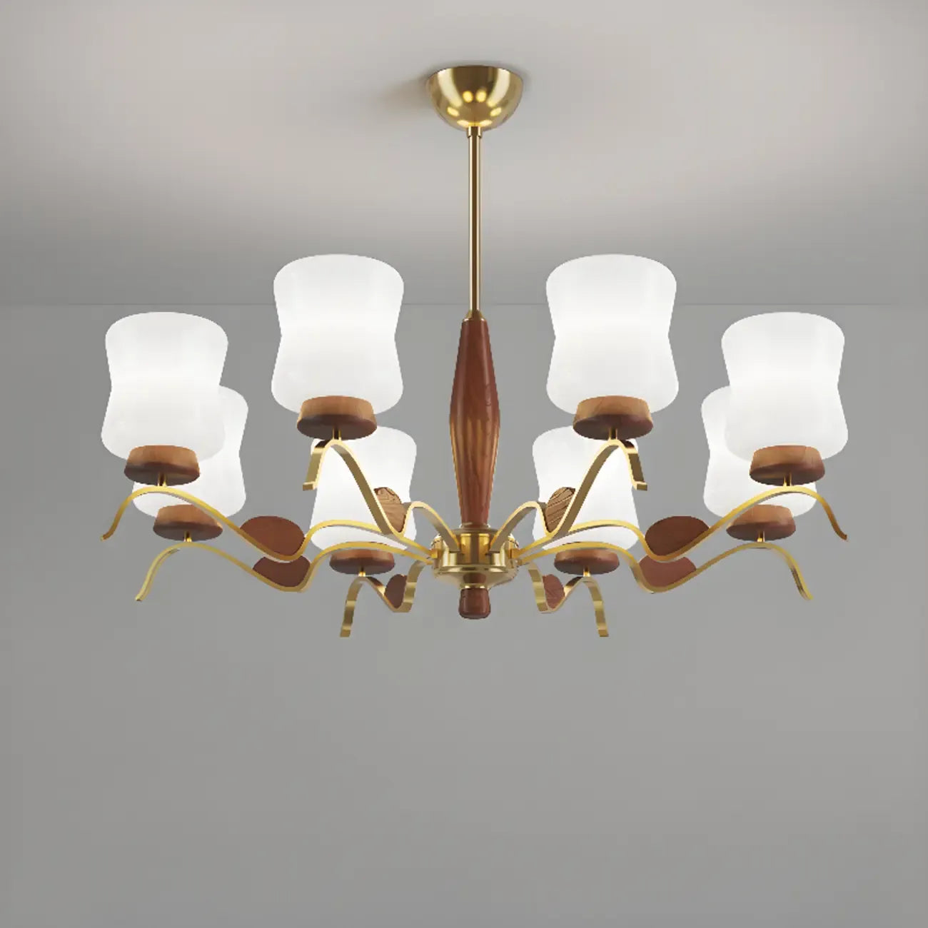Modern Metal Chandelier with White Glass Shade for Home Decor