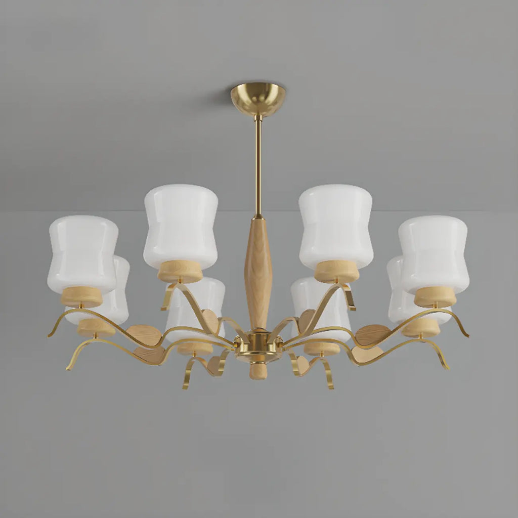 Modern Metal Chandelier with White Glass Shade for Home Decor