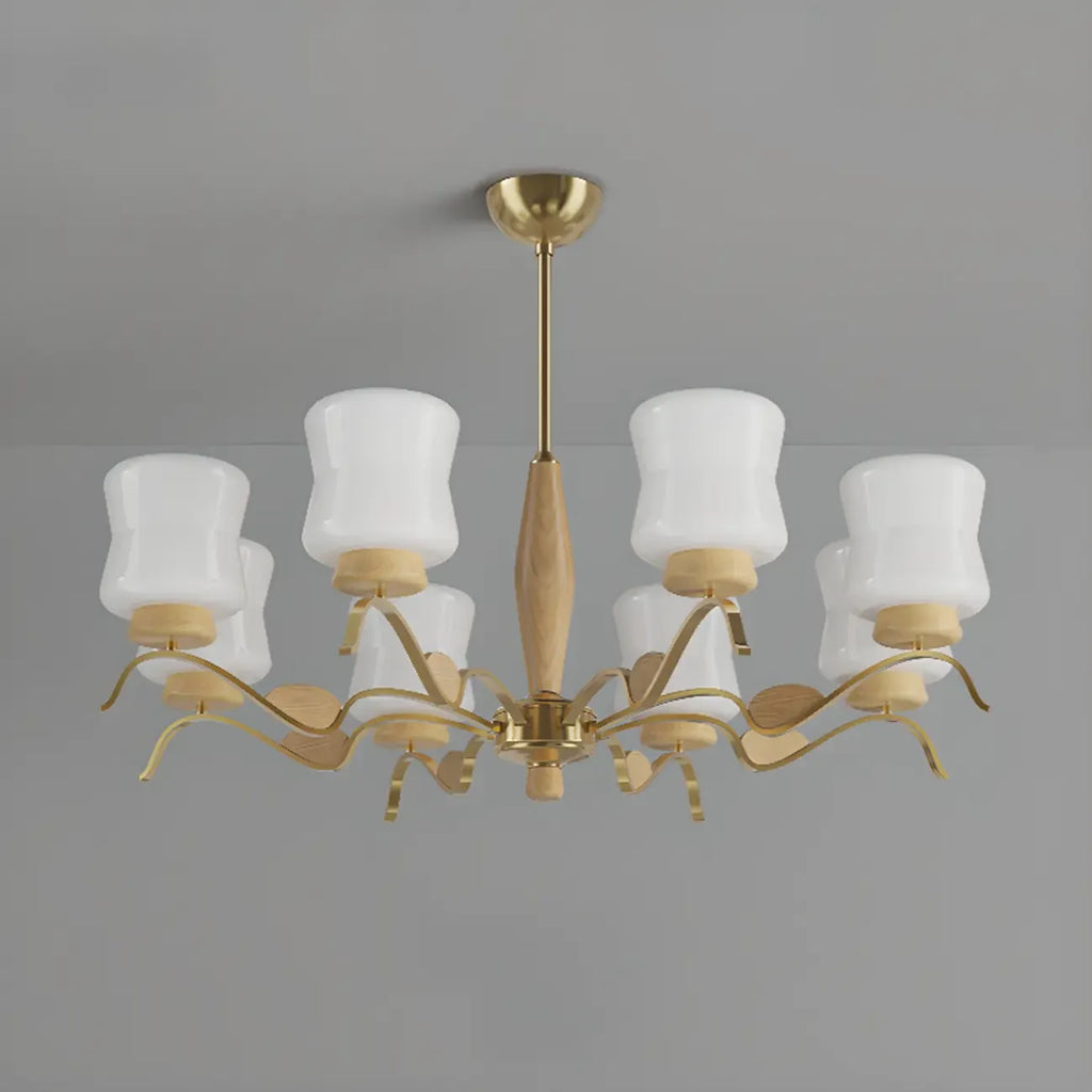 Modern Metal Chandelier with White Glass Shade for Home Decor