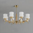 Modern Metal Chandelier with White Glass Shade for Home Decor