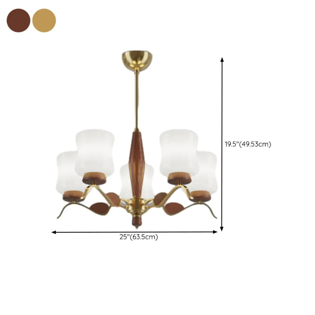 Modern Metal Chandelier with White Glass Shade for Home Decor