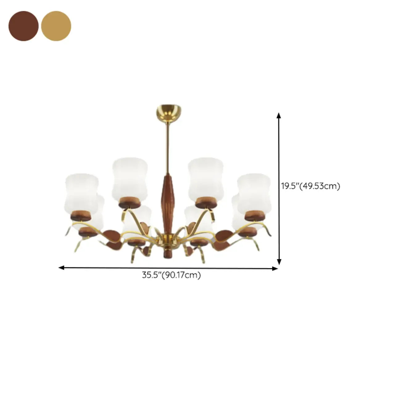 Modern Metal Chandelier with White Glass Shade for Home Decor