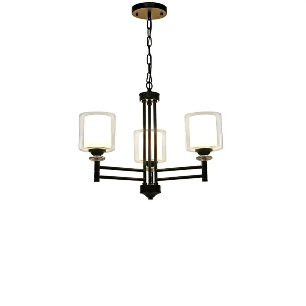 Geometric Industrial Metal Cylinder Glass Chandelier