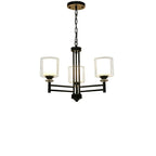 Geometric Industrial Metal Cylinder Glass Chandelier