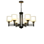 Geometric Industrial Metal Cylinder Glass Chandelier