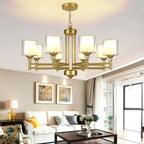 Geometric Industrial Metal Cylinder Glass Chandelier
