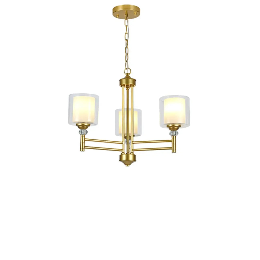 Geometric Industrial Metal Cylinder Glass Chandelier