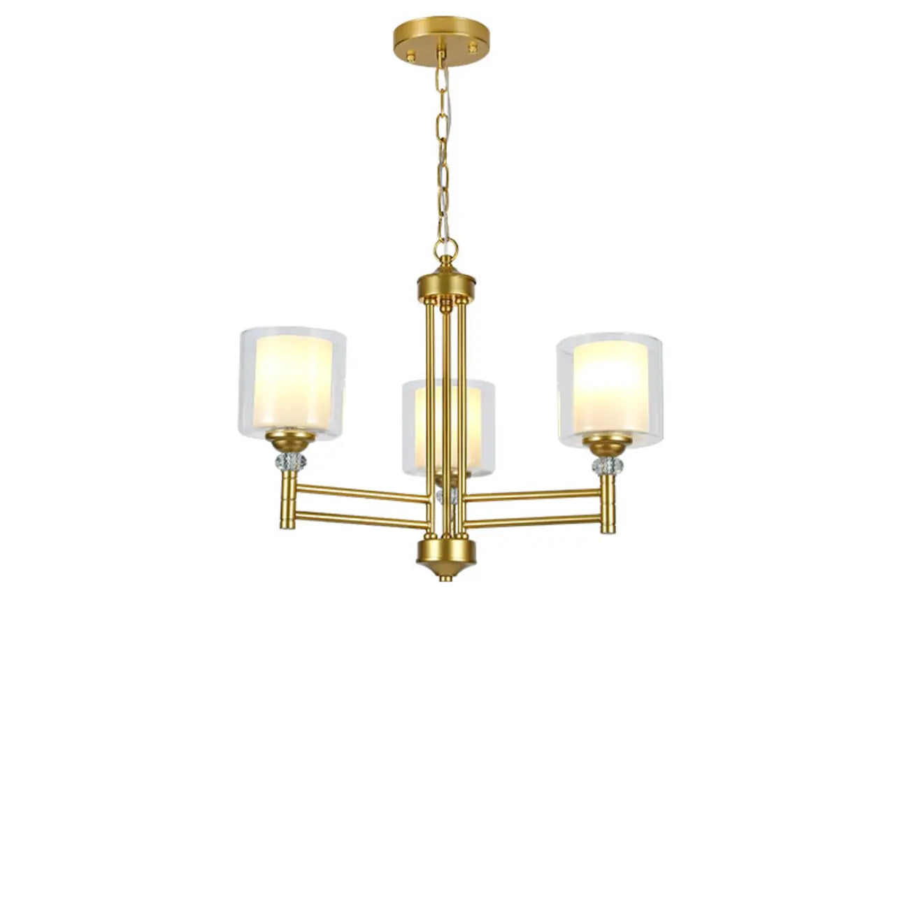 Geometric Industrial Metal Cylinder Glass Chandelier