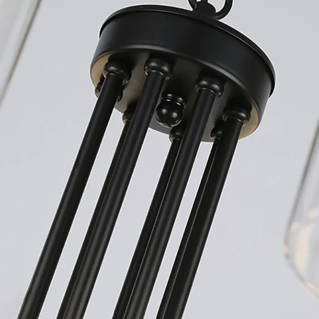 Geometric Industrial Metal Cylinder Glass Chandelier