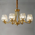 6-Light Vintage Crystal LED Chandelier with Adjustable Height