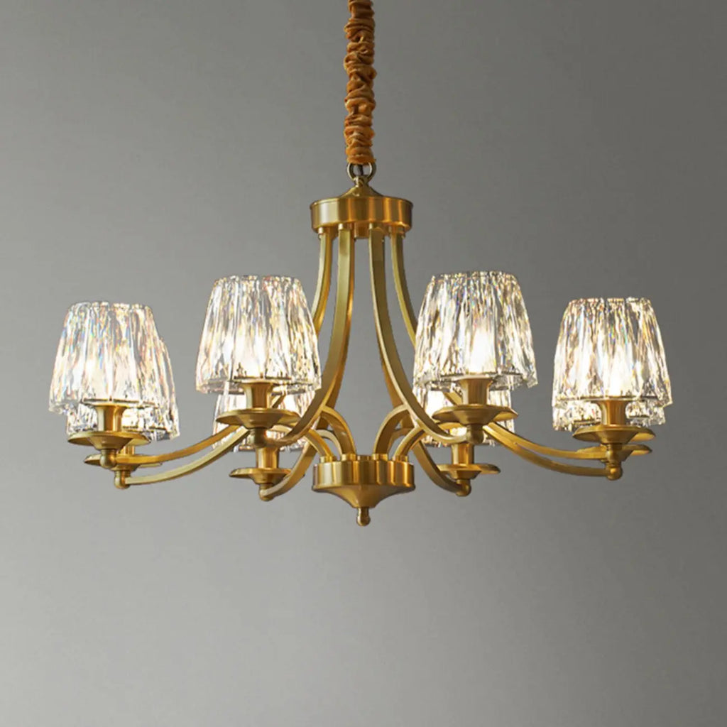 6-Light Vintage Crystal LED Chandelier with Adjustable Height