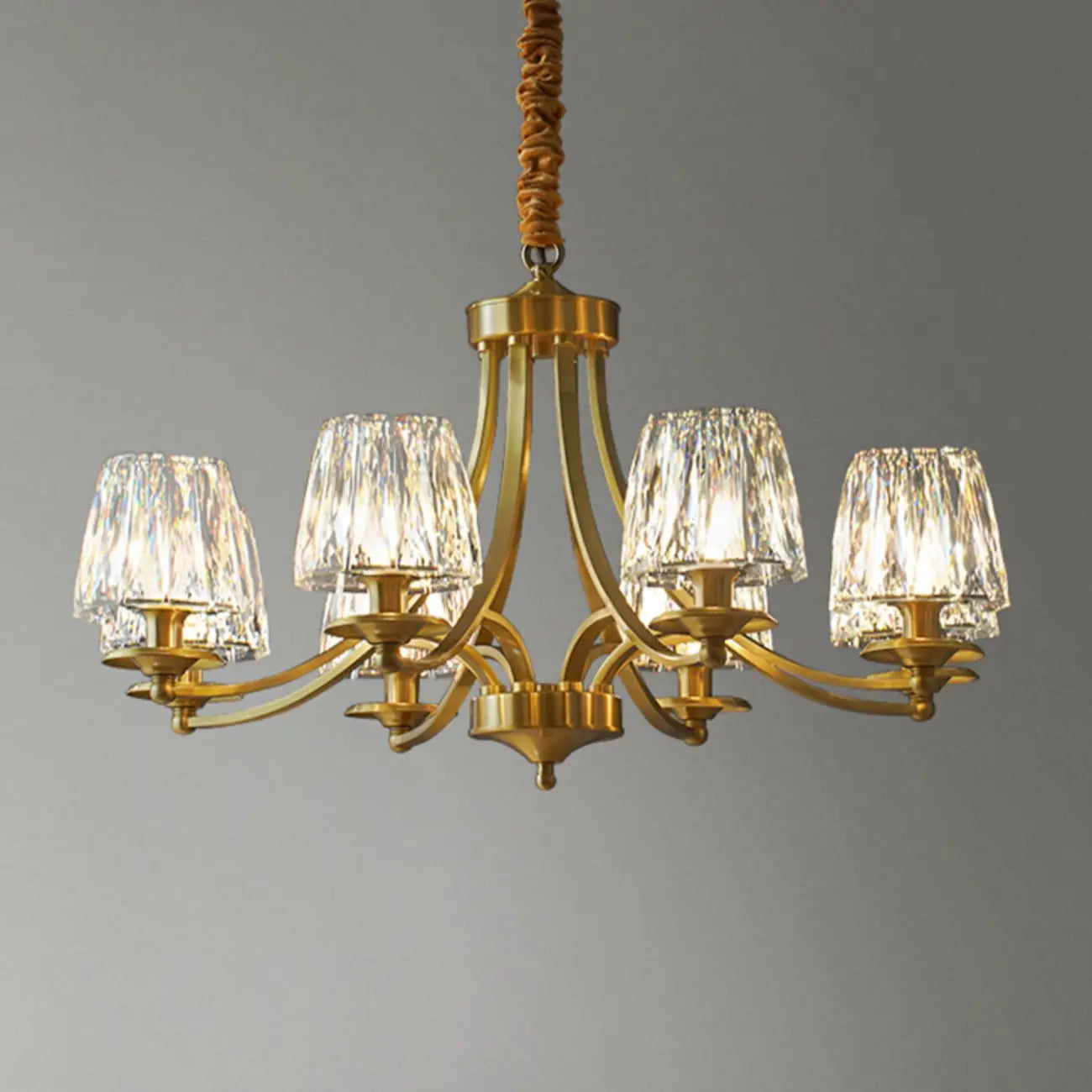 6-Light Vintage Crystal LED Chandelier with Adjustable Height