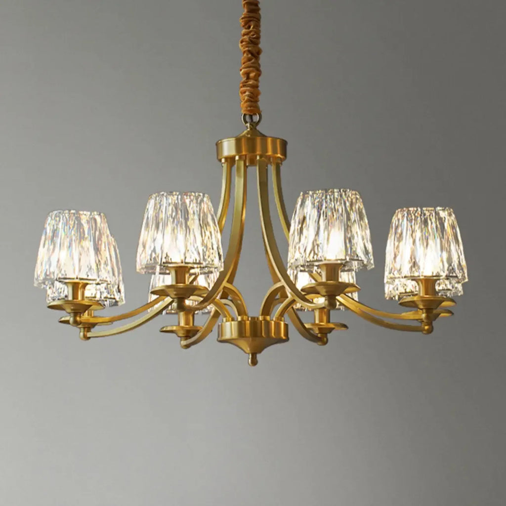 6-Light Vintage Crystal LED Chandelier with Adjustable Height