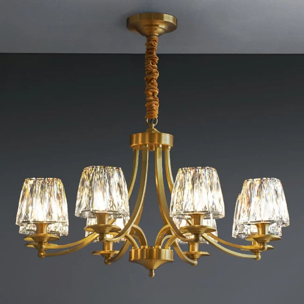 6-Light Vintage Crystal LED Chandelier with Adjustable Height