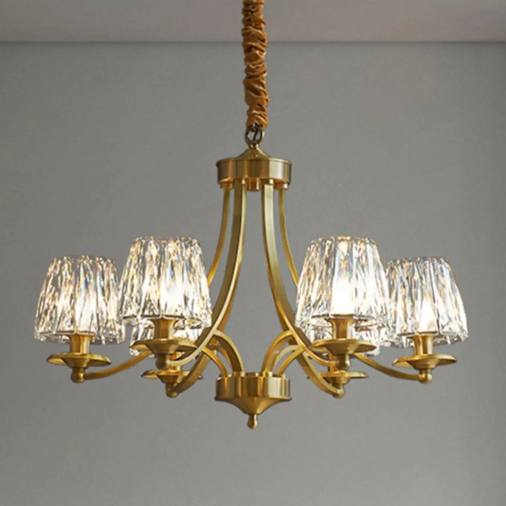 6-Light Vintage Crystal LED Chandelier with Adjustable Height