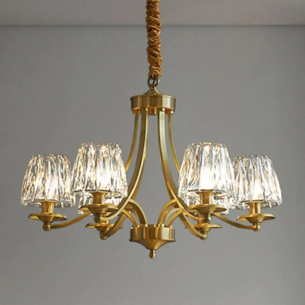 6-Light Vintage Crystal LED Chandelier with Adjustable Height