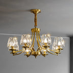 6-Light Vintage Crystal LED Chandelier with Adjustable Height