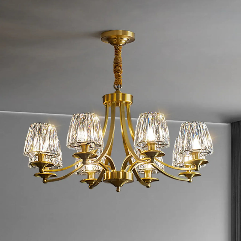 6-Light Vintage Crystal LED Chandelier with Adjustable Height